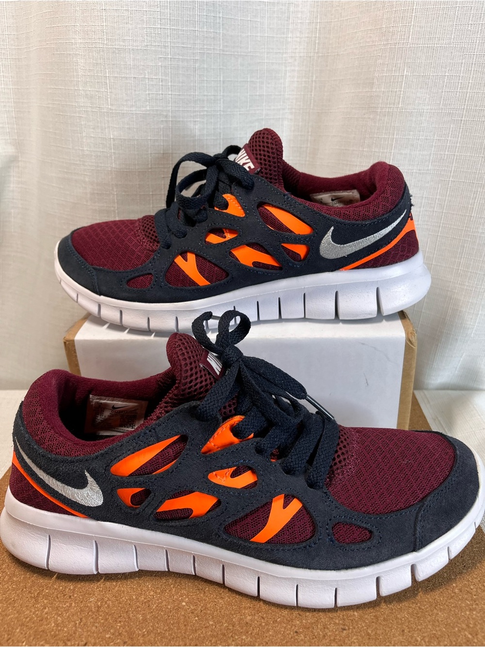 Nike Free Run 2 Women’s 8 Dark Beetroot Orange Obsidian Running Sneakers